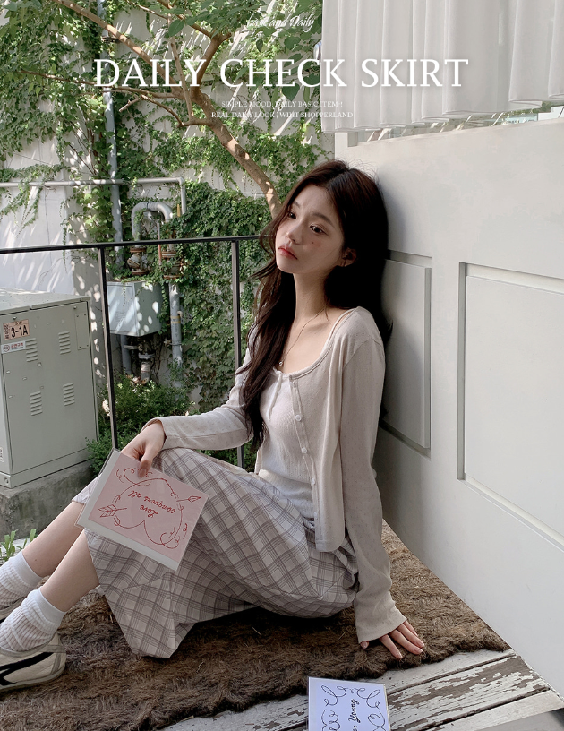 早秋預訂｜修身格紋雪紡長裙