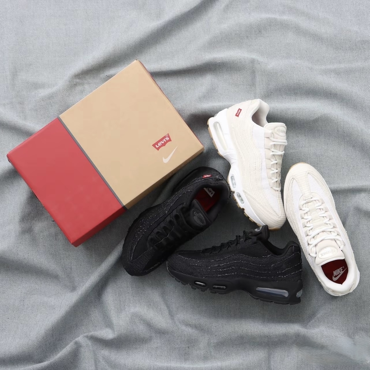 LEVI'S® x NIKE AIR MAX 95 "BLACK/ANTHRACITE" 聯名款 丹寧 不修邊 氣墊 休閒 /預購