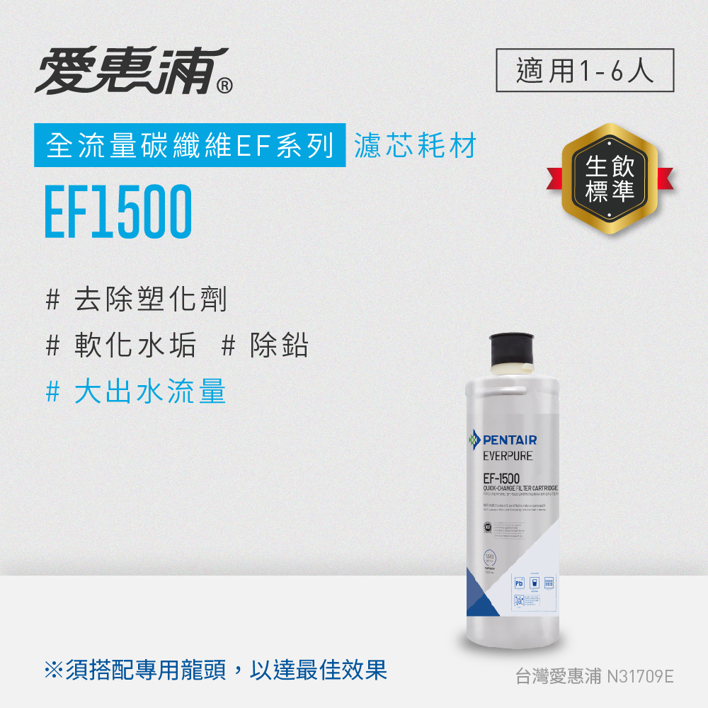 EVERPURE 愛惠浦 全流量碳纖維 EF系列 濾芯耗材 DIY更換/需安裝另計(EF1500/EF-1500)