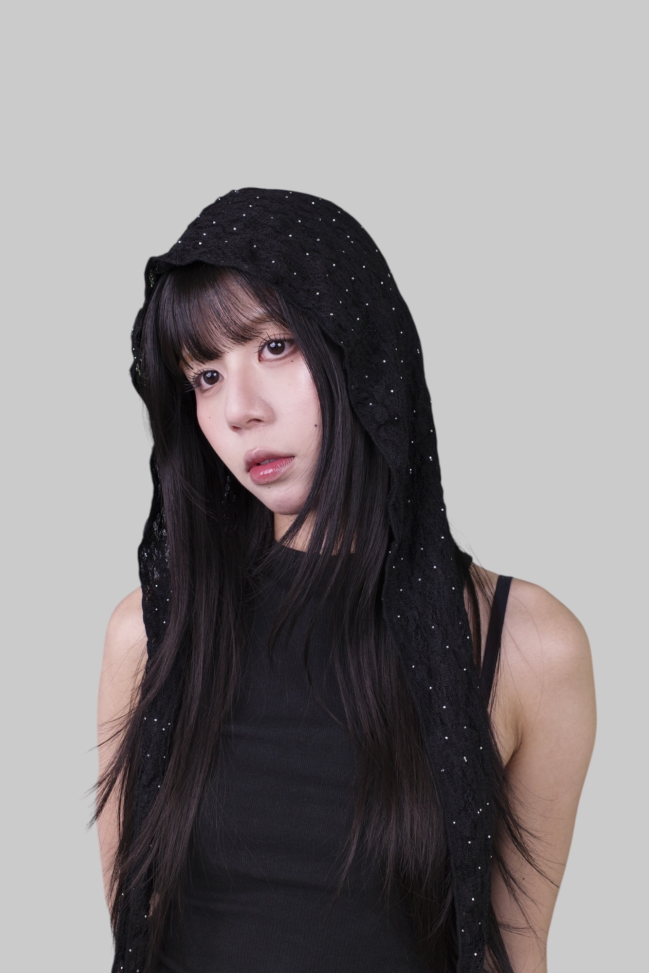 『Always_Good』皺褶 蕾絲 頭巾帽