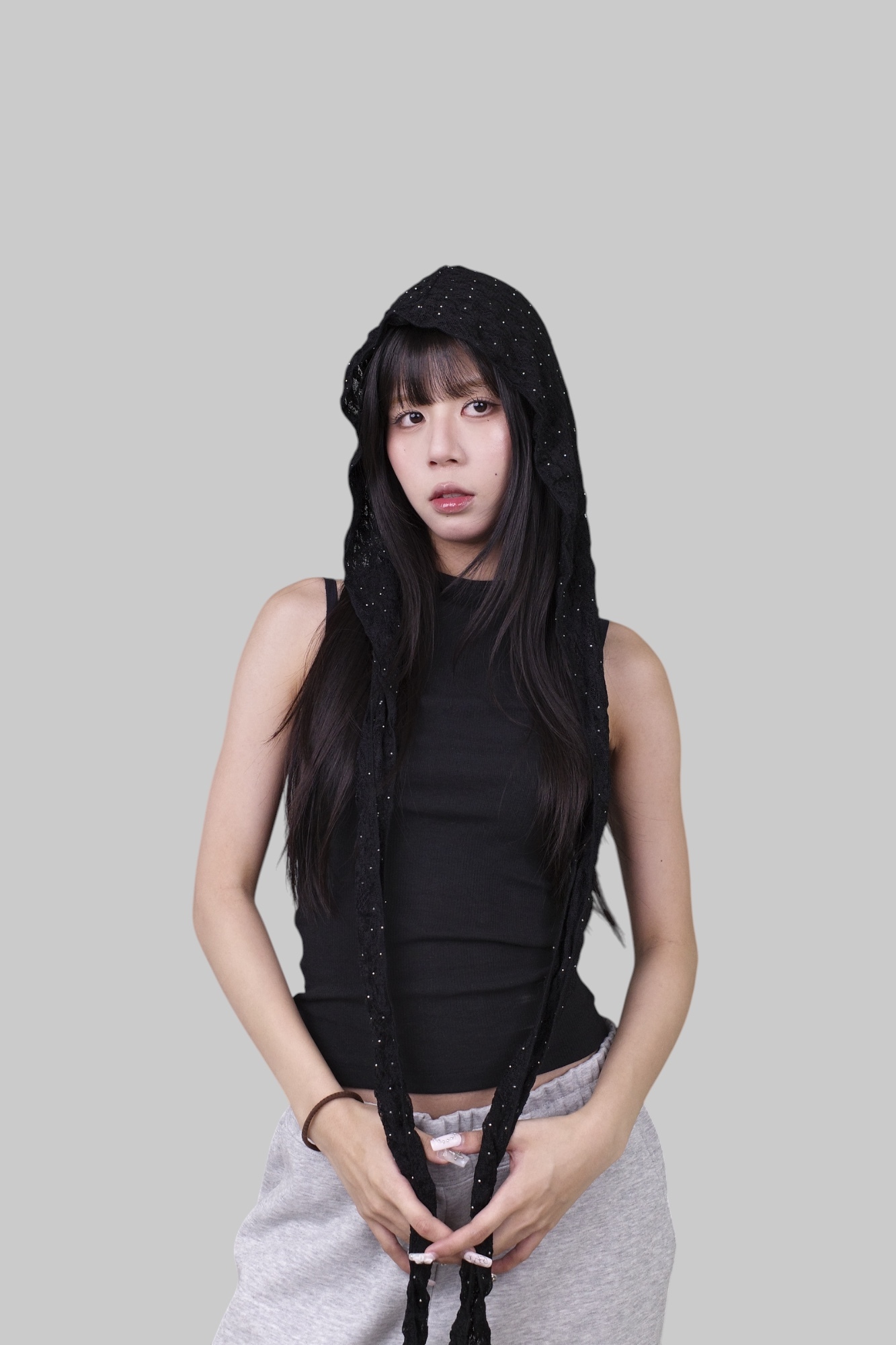 『Always_Good』皺褶 蕾絲 頭巾帽