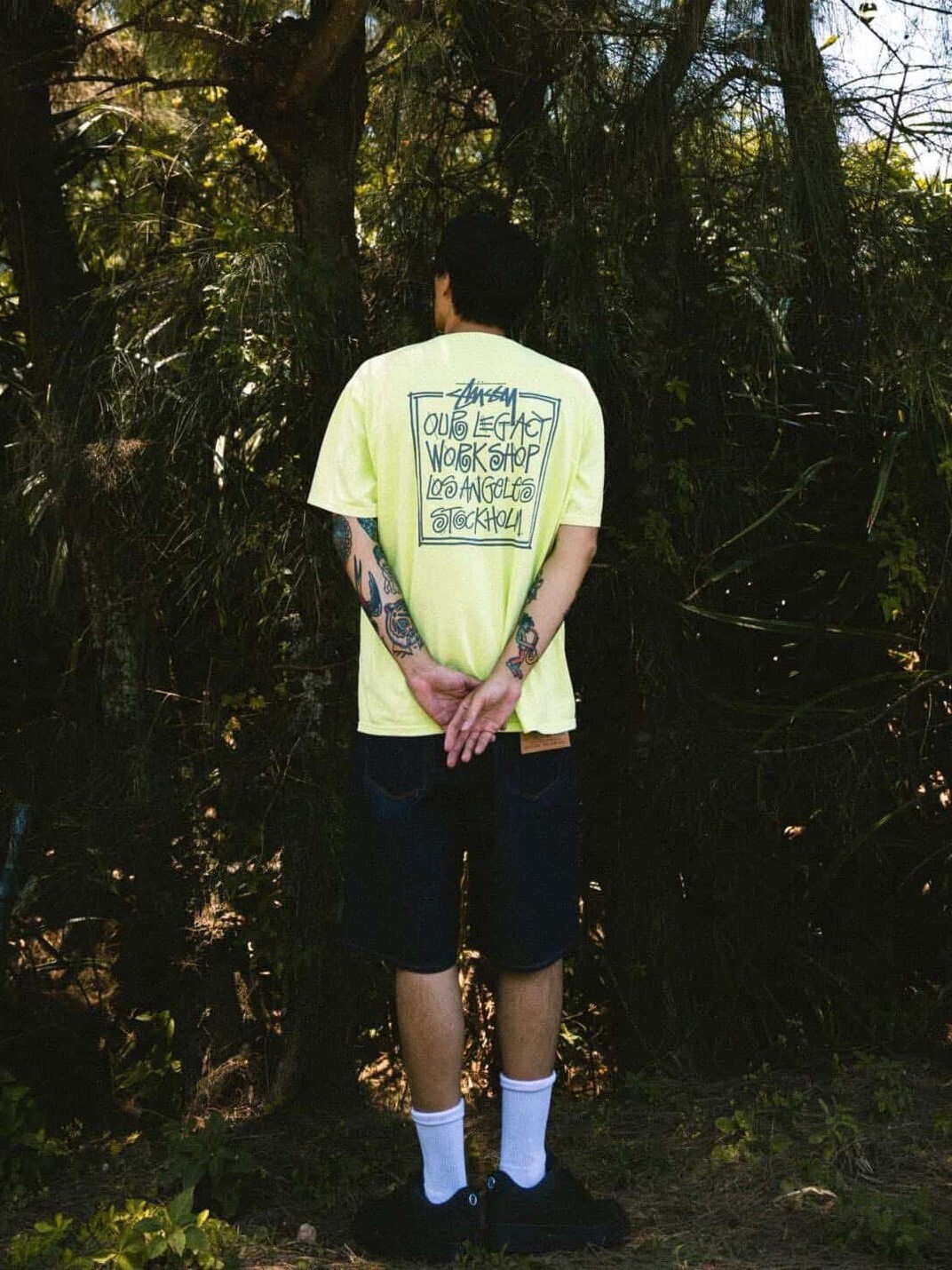 Stussy x OUR LEGACY 絕版聯名 字體Logo亮綠色短袖 T