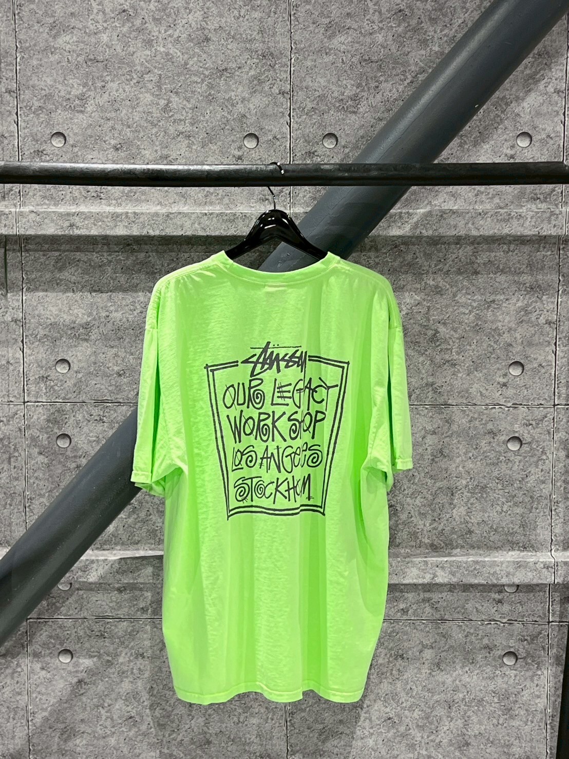 Stussy x OUR LEGACY 絕版聯名 字體Logo亮綠色短袖 T