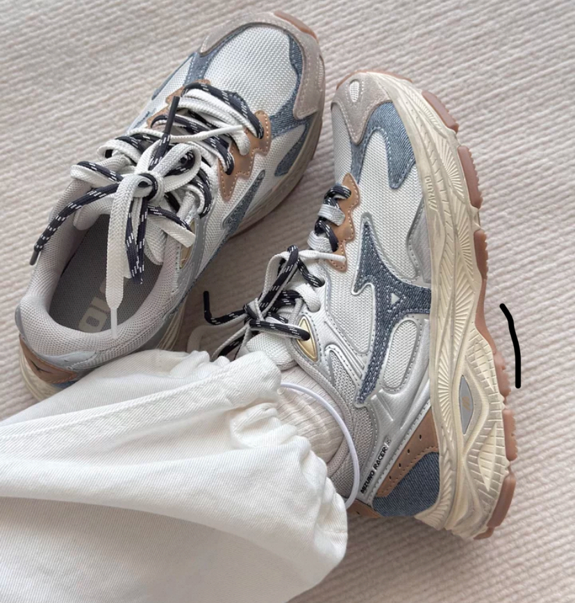 MIZUNO Racer S 灰藍牛仔拼布 髒銀 (限時優惠!)