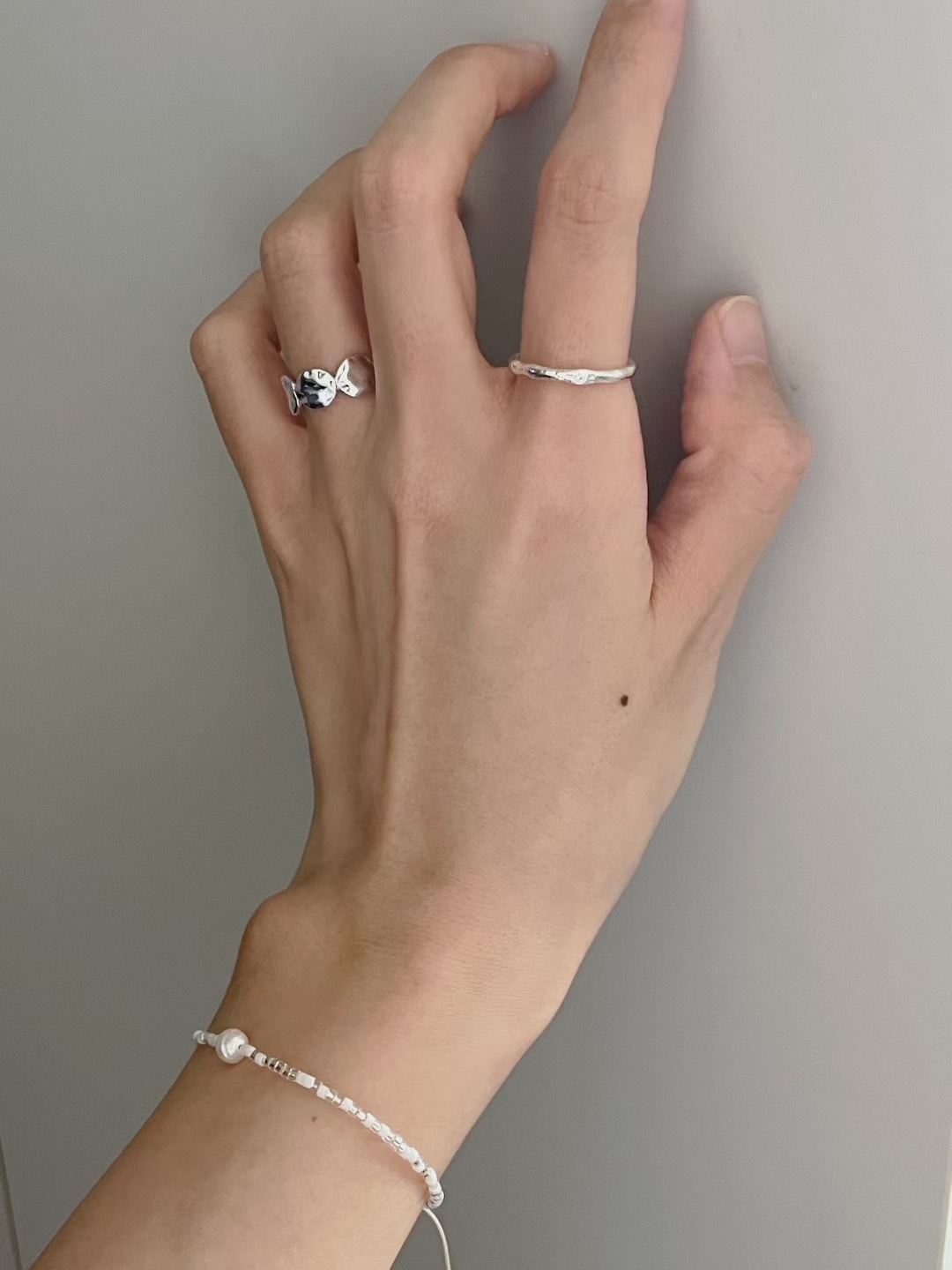 925Silver texture cubic ring