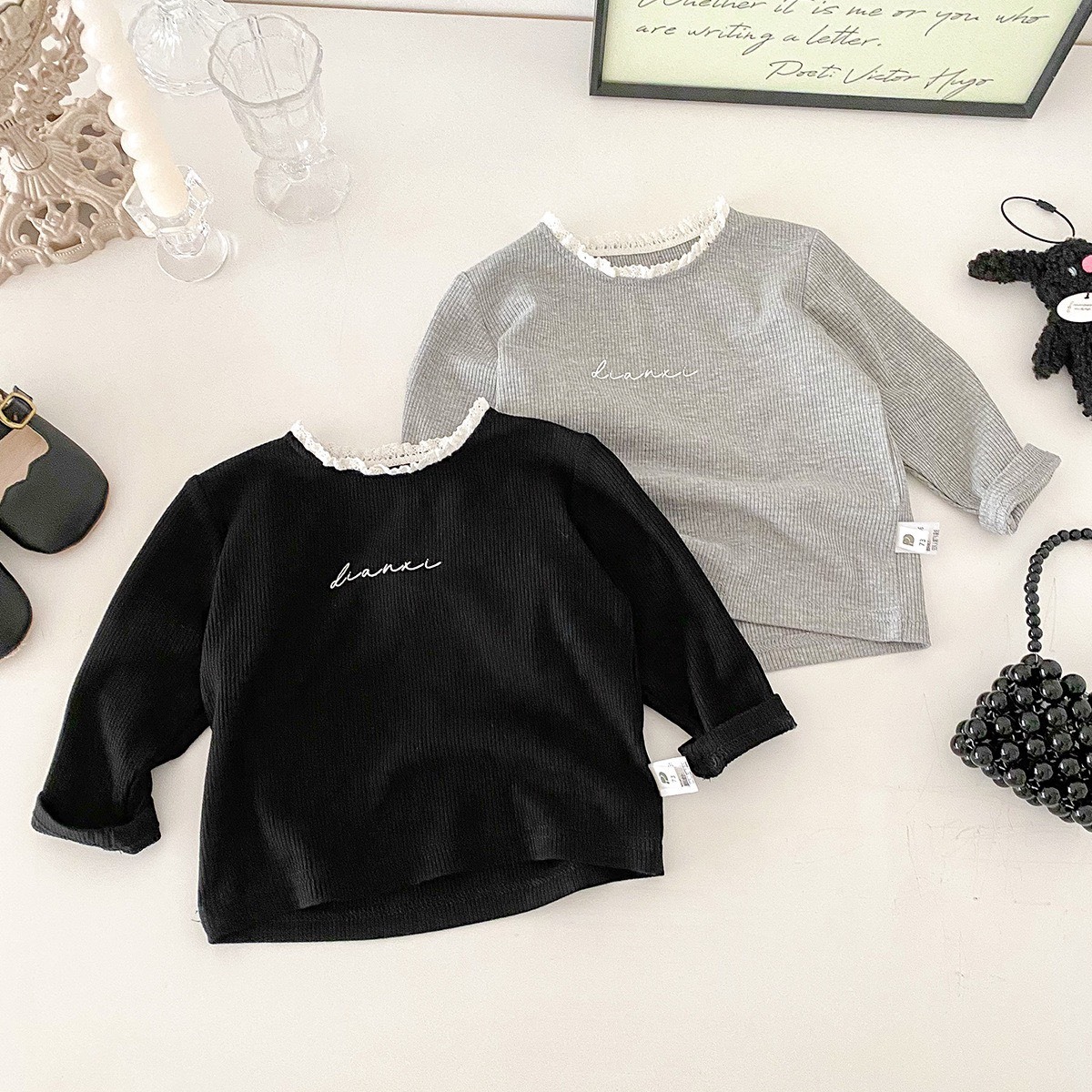 韓版花邊領上衣