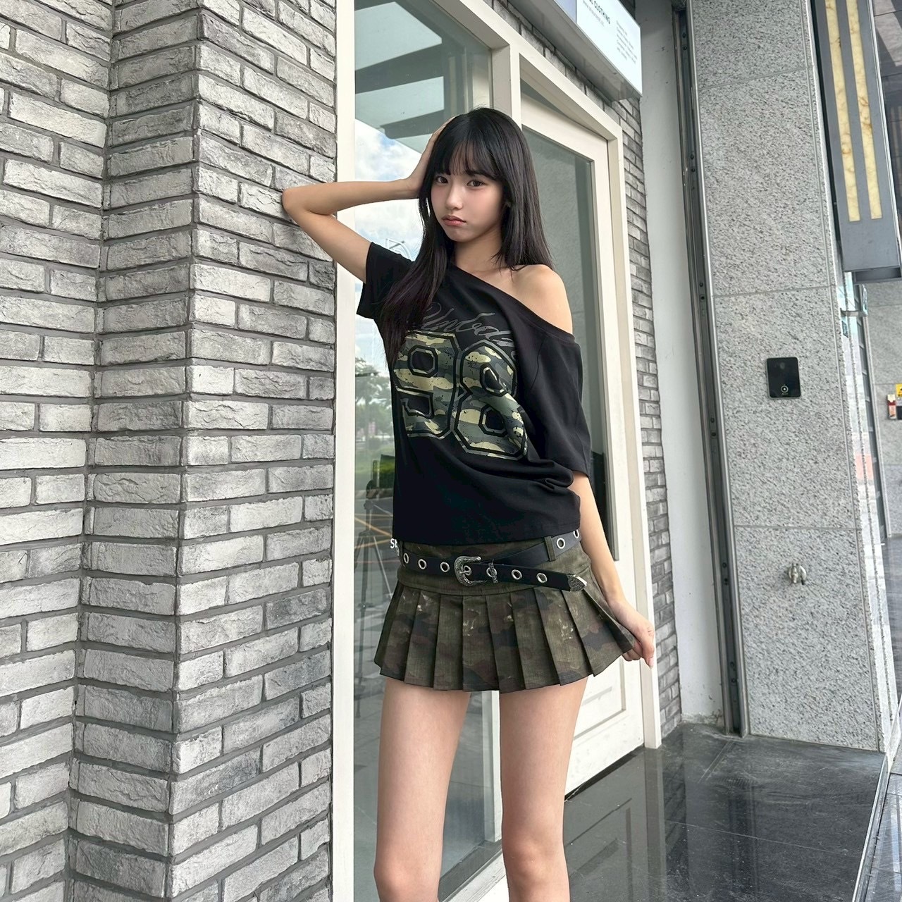 迷彩數字斜領上衣