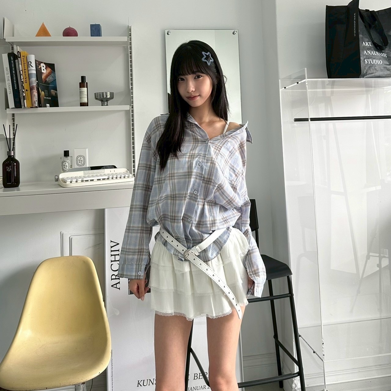 大格拼格子襯衫