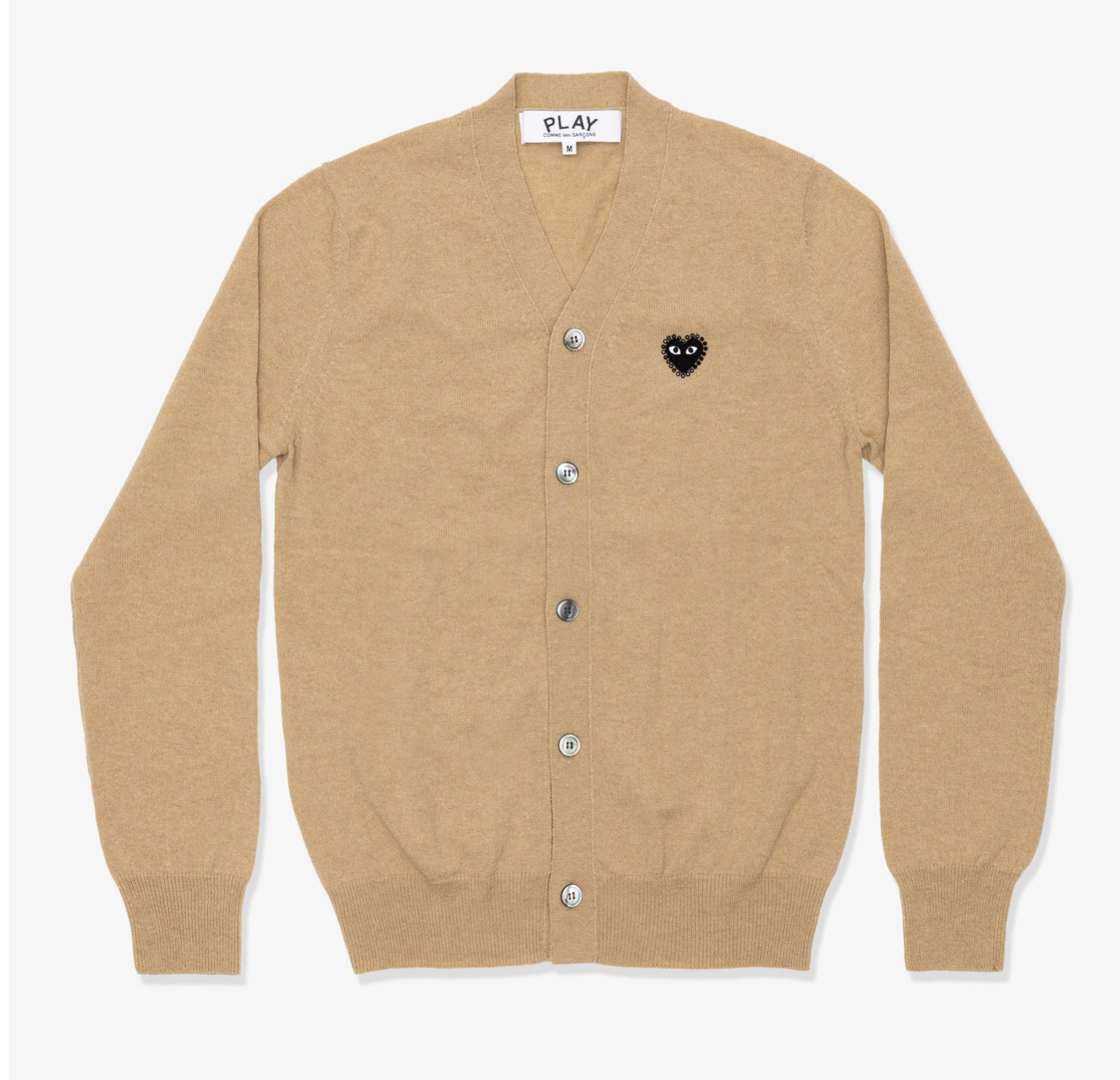 CDG PLAY Ｖ領黑色水鑽黑愛心袖標新款針織外套（多色）