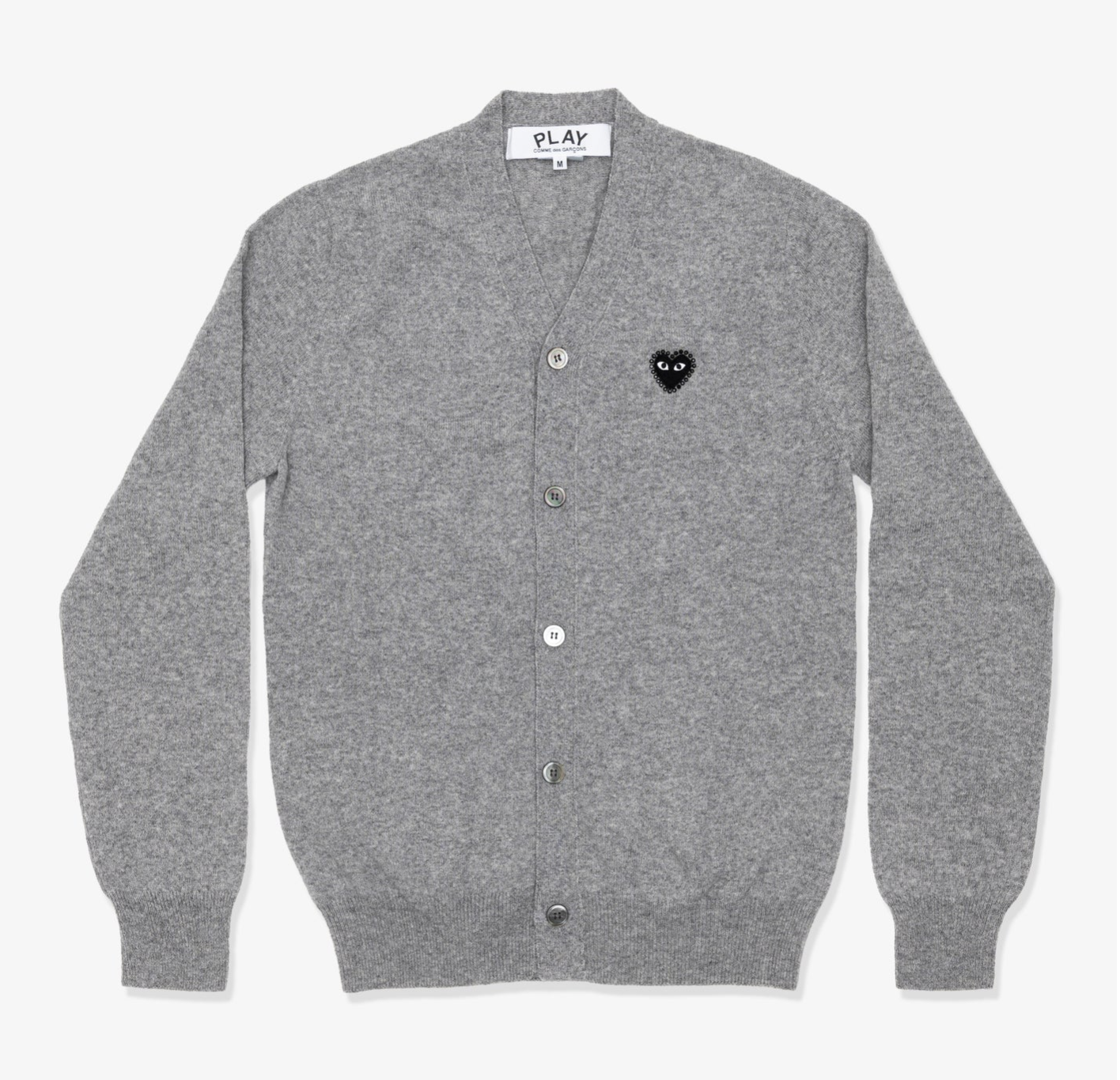 CDG PLAY Ｖ領黑色水鑽黑愛心袖標新款針織外套（多色）