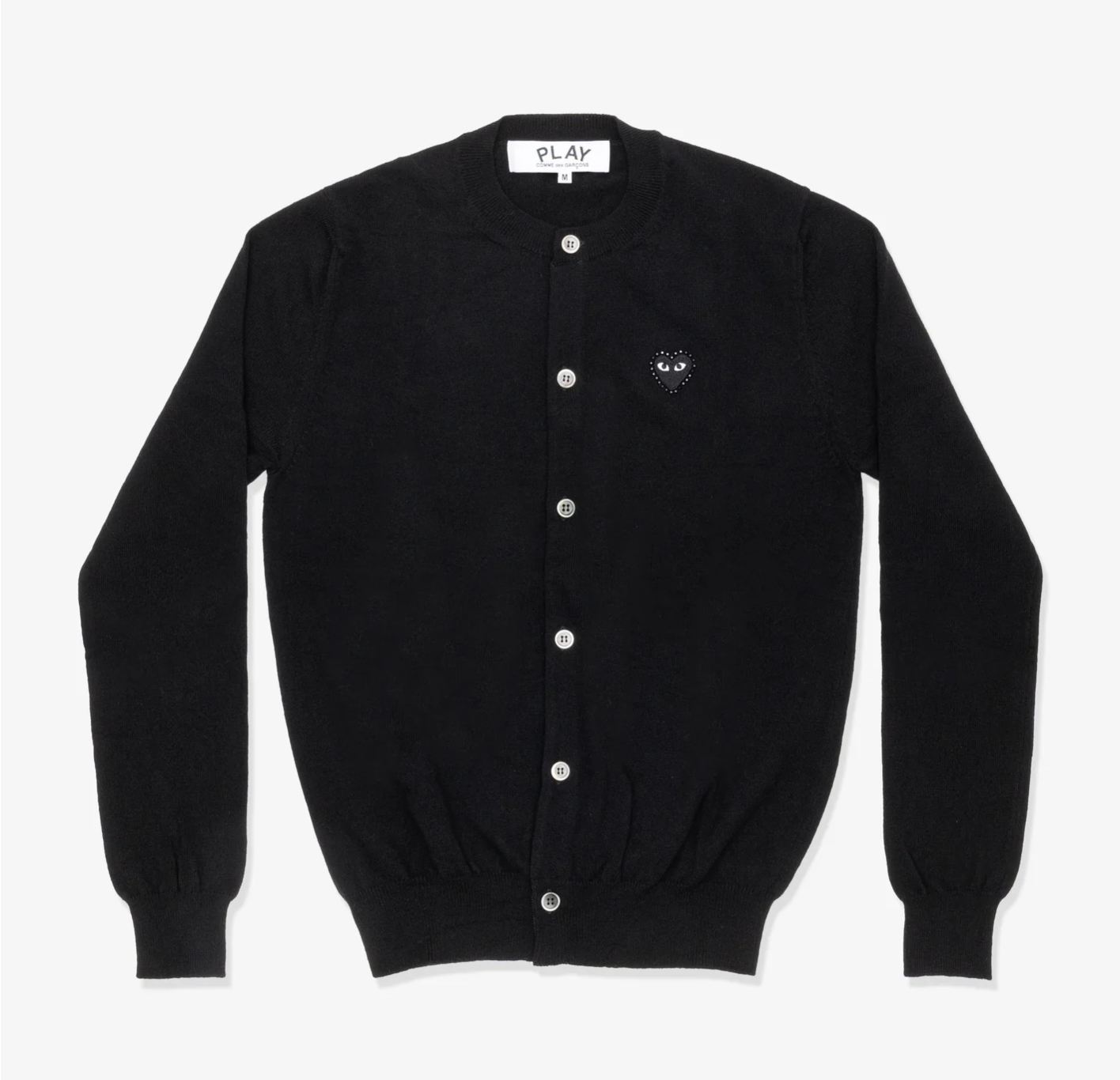 CDG PLAY 圓領黑色水鑽黑愛心袖標新款針織外套（多色）