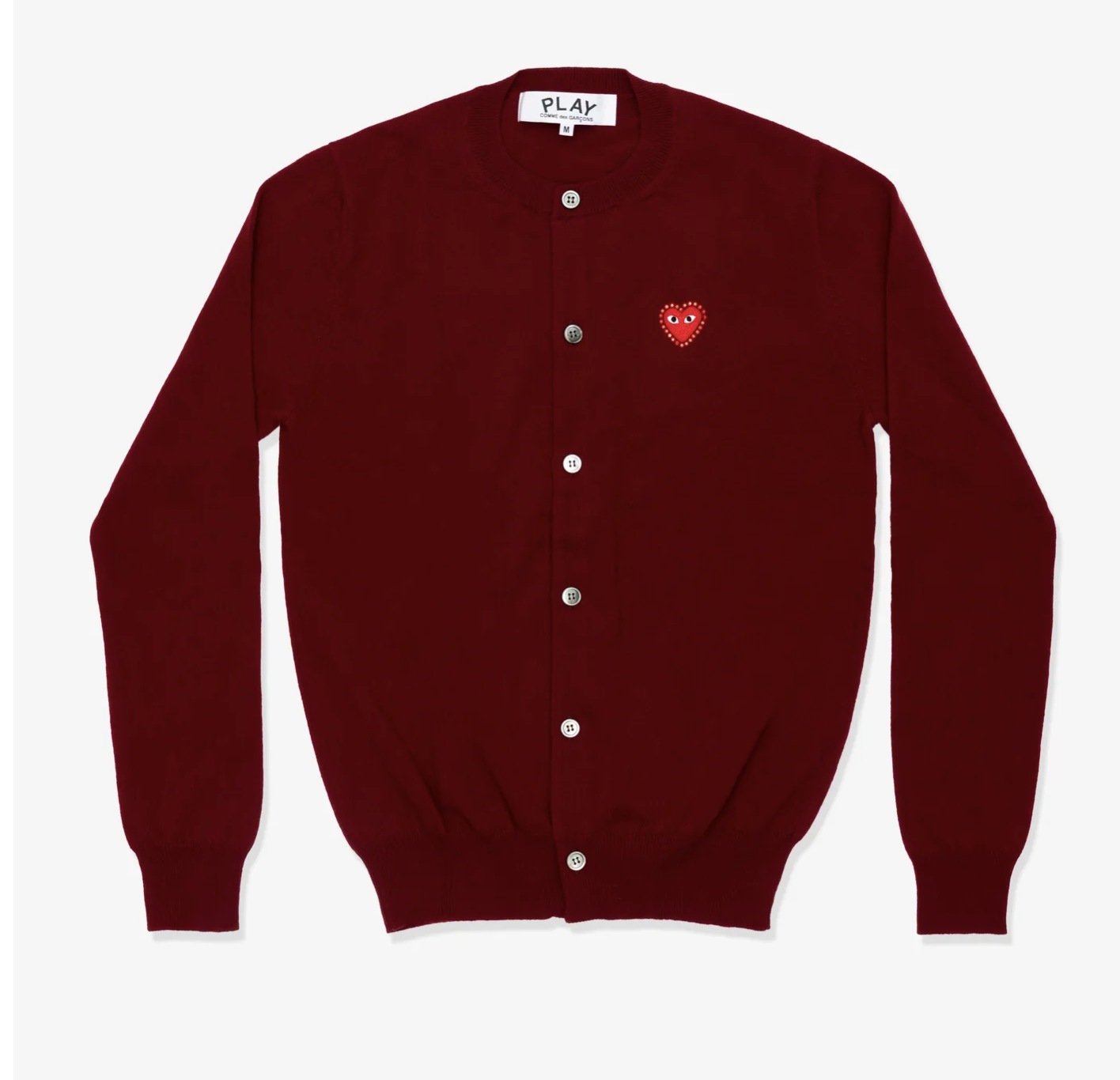 CDG PLAY圓領紅色水鑽紅愛心袖標新款針織外套（多色）
