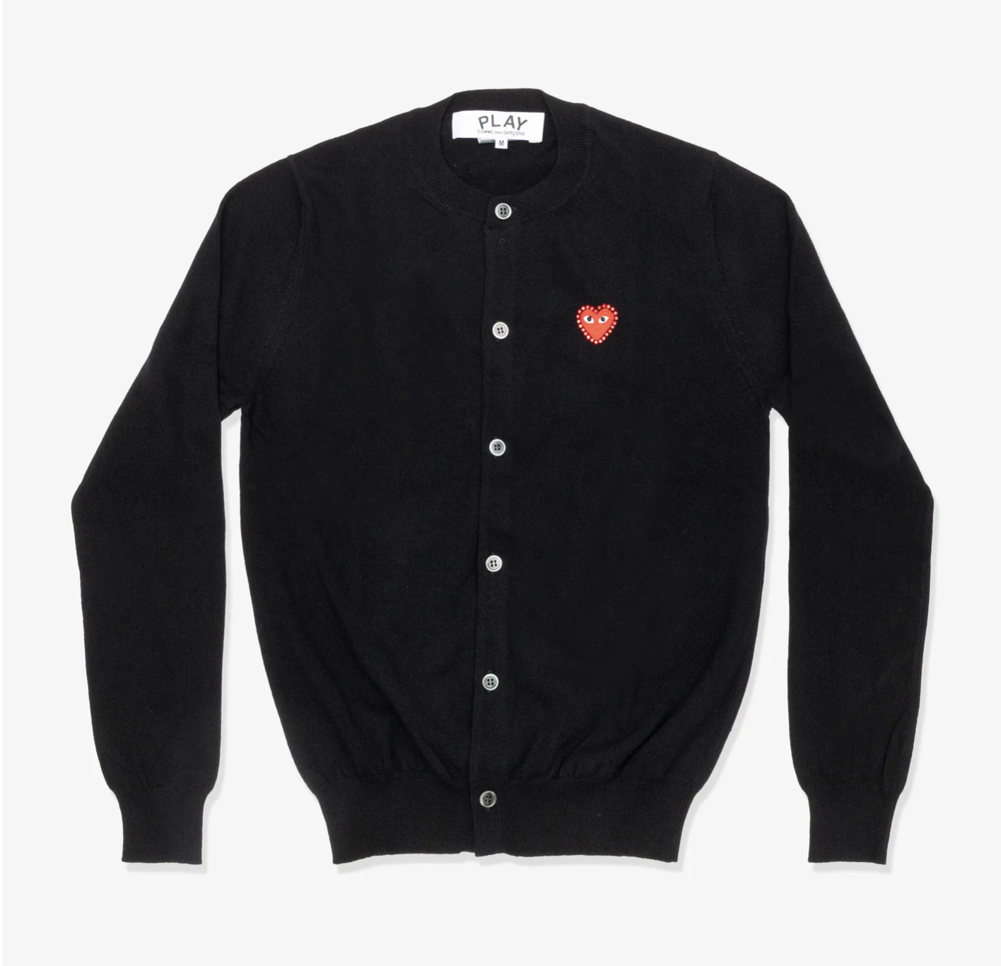 CDG PLAY圓領紅色水鑽紅愛心袖標新款針織外套（多色）