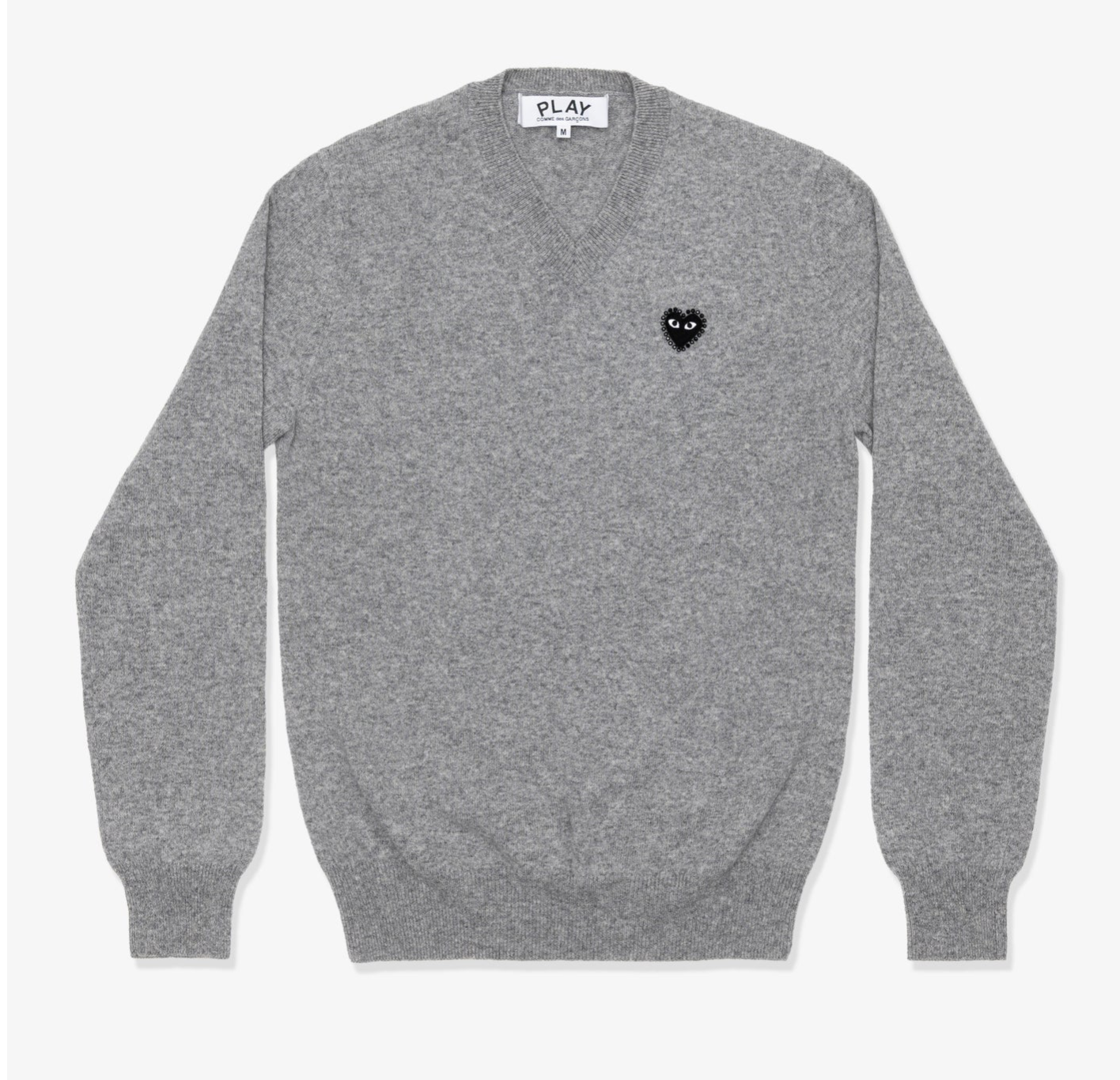 CDG PLAY  V領黑色水鑽黑愛心袖標新款針織毛衣（多色）