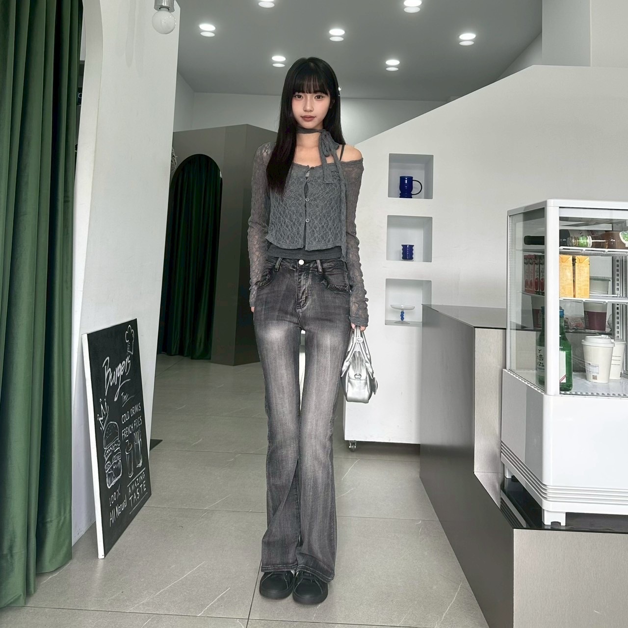 巴黎序曲蕾絲排釦開衫上衣+脖帶