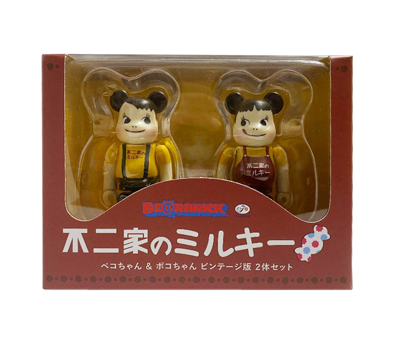 BEARBRICK 不二家 牛奶妹 PEKO POKO MILKY VINTAGE Ver. 100% BOX SET