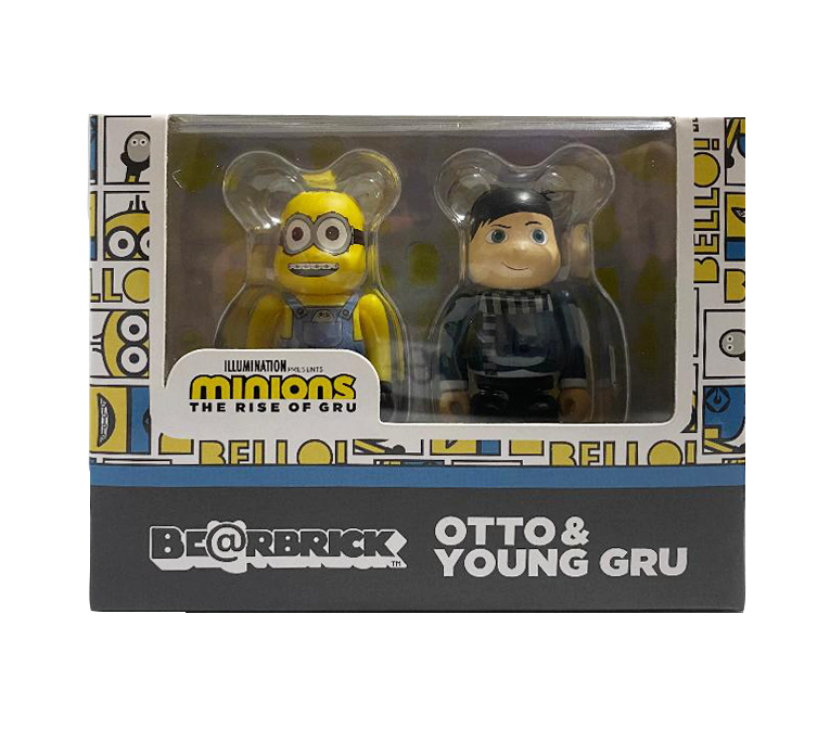 BEARBRICK MINIONS OTTO & YOUNG GRU 100% BOX SET