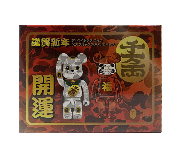 BEARBRICK BAPE 新年 開運 招財貓 & 達磨 100% BOX SET