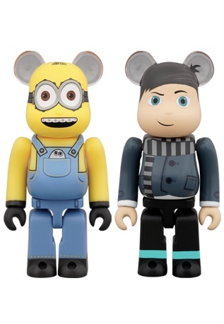 BEARBRICK MINIONS OTTO & YOUNG GRU 100% BOX SET