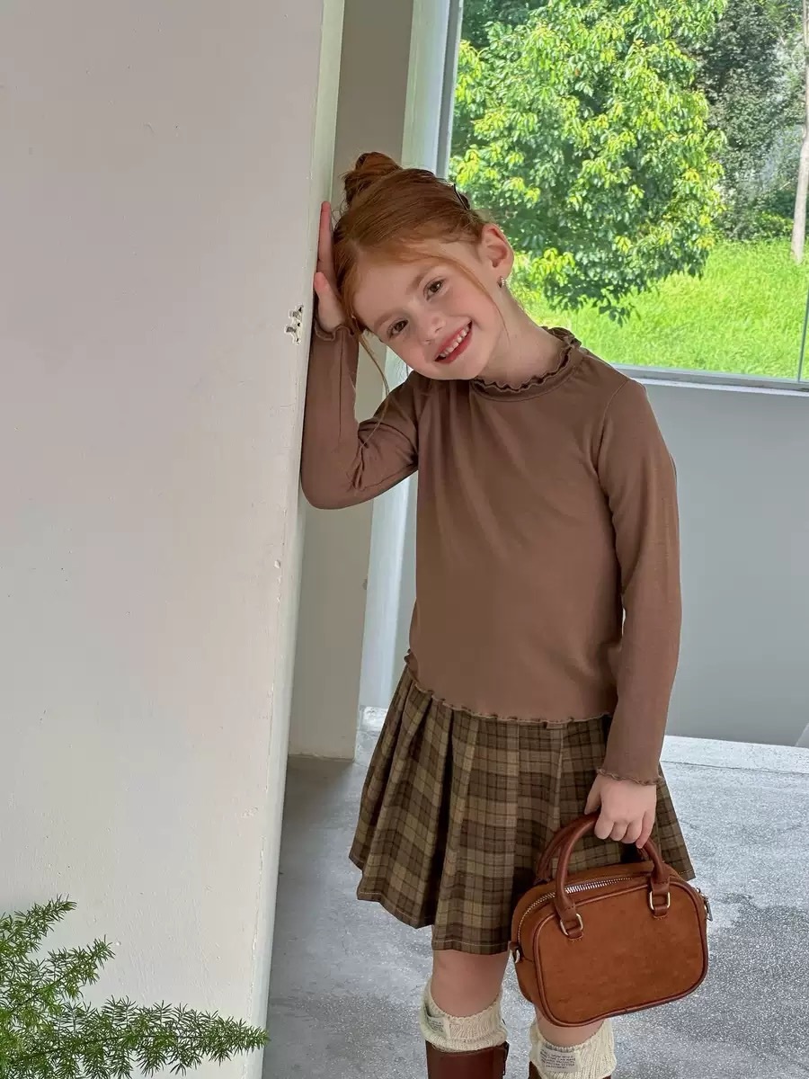 雙層木耳領純棉高彈上衣