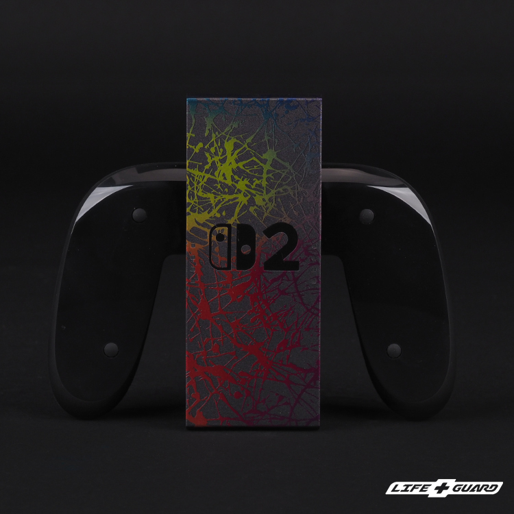 LIFE+GUARD Nintendo Switch 2 握把貼膜展示圖，LIFE+GUARD 潑墨系列風格設計