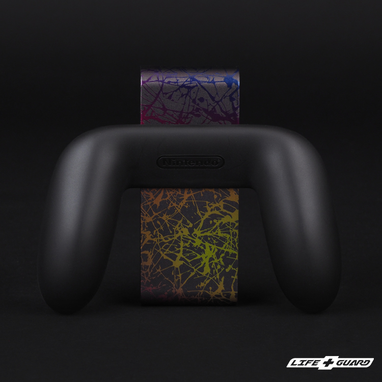 LIFE+GUARD Nintendo Switch Joy-Con 2 握把 / 充電握把貼膜展示圖，LIFE+GUARD 風格設計