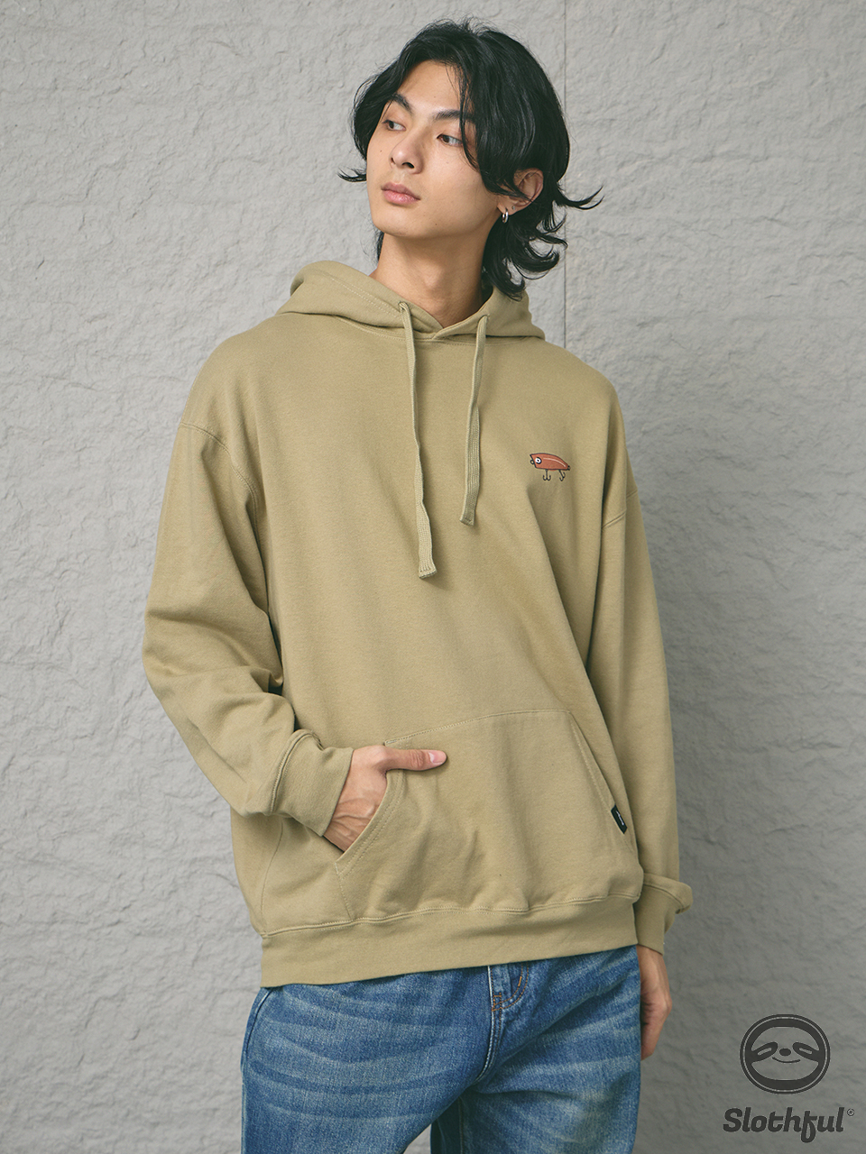 插畫風魚標樹懶連帽上衣