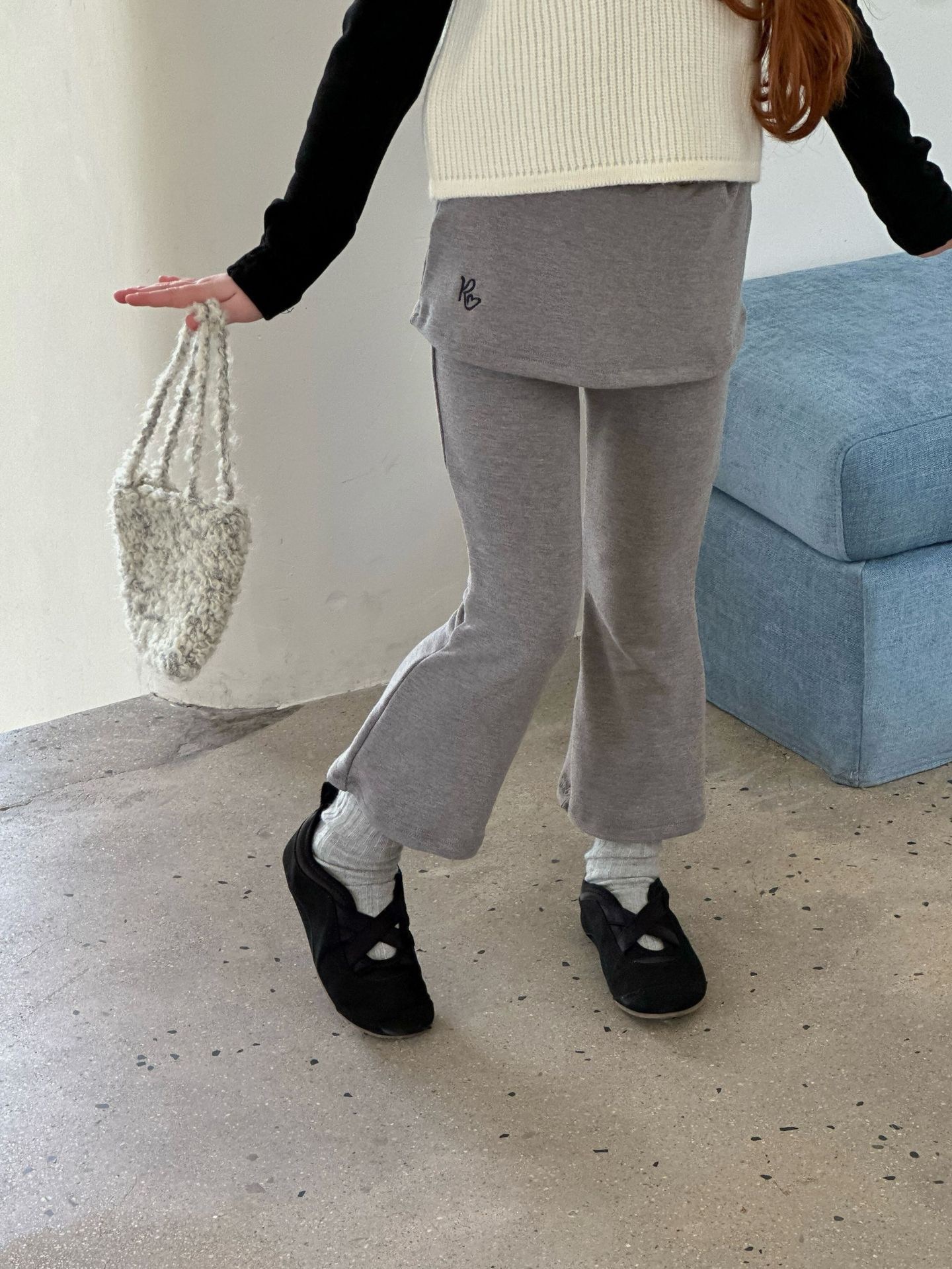 時髦復古假兩件褲