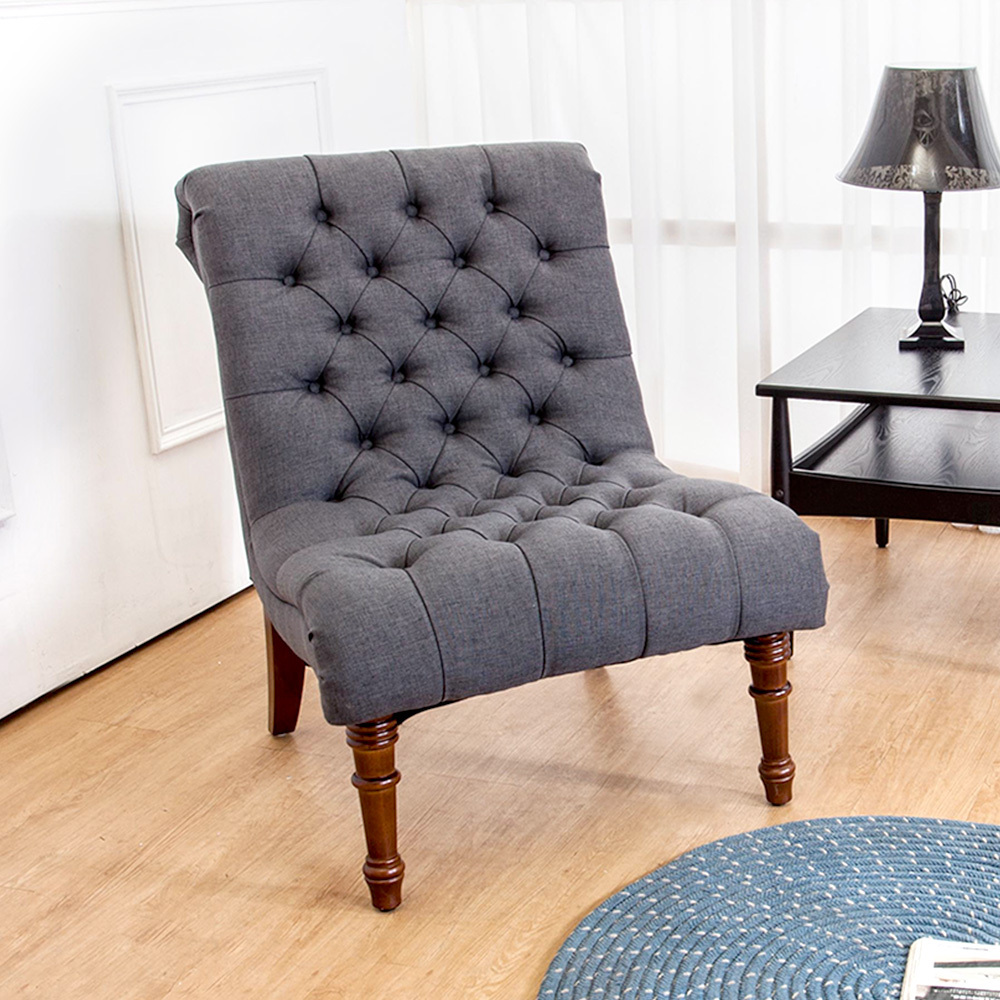 亞爵美式復古風布沙發單人座椅(灰色)