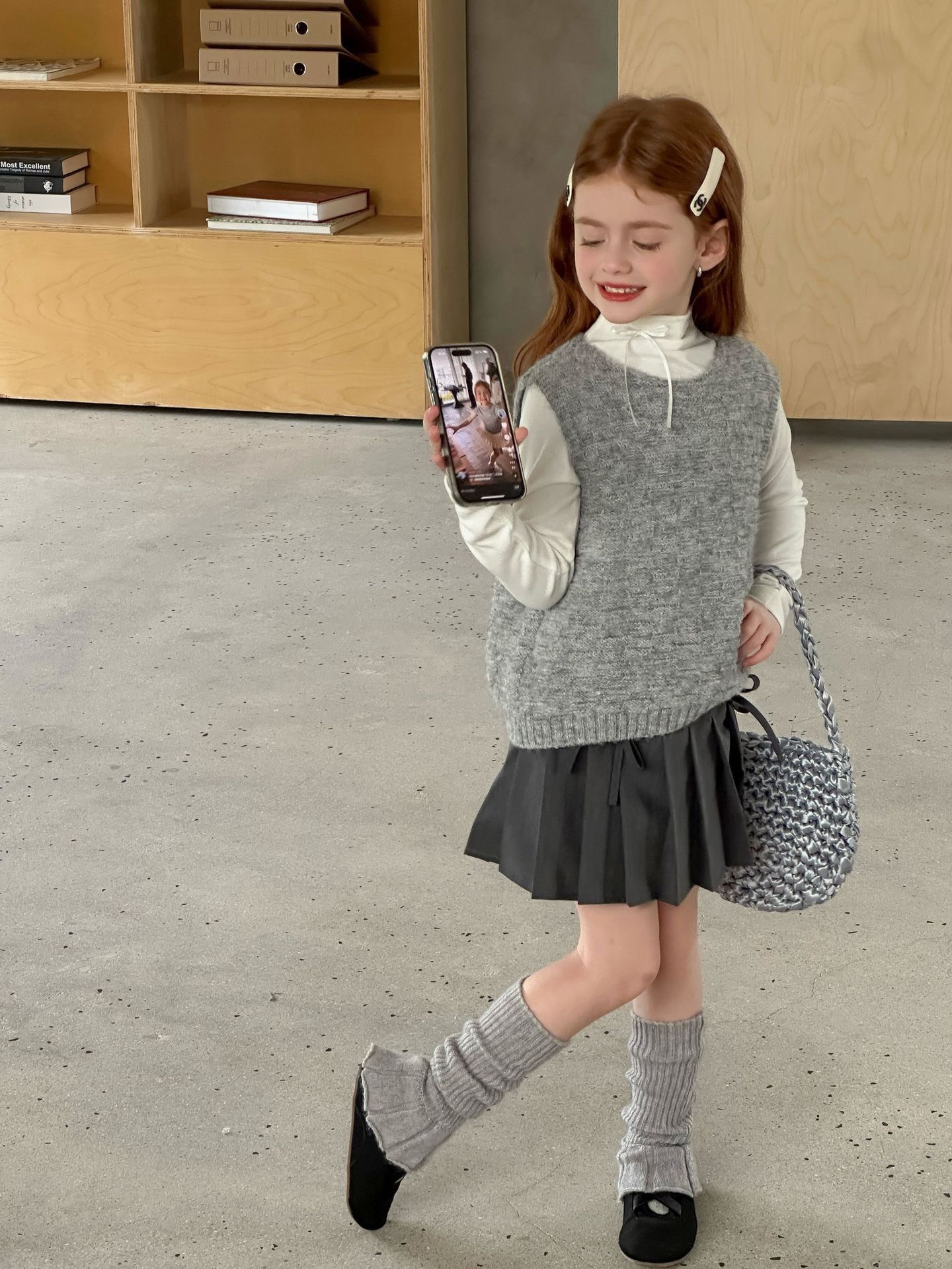 灰色雪花感背心