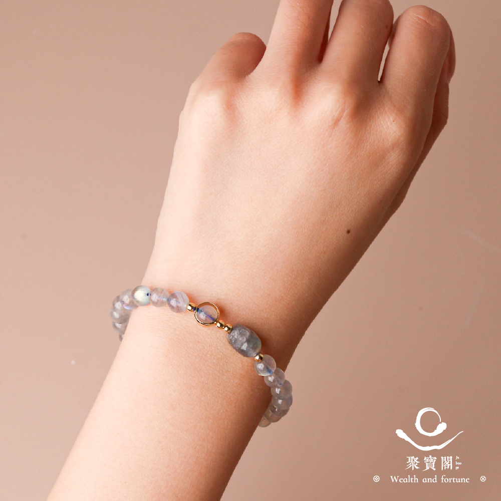 灰月光石貔貅手鍊-6mm｜財運亨通｜招財進寶（含過爐)【綵金殿】