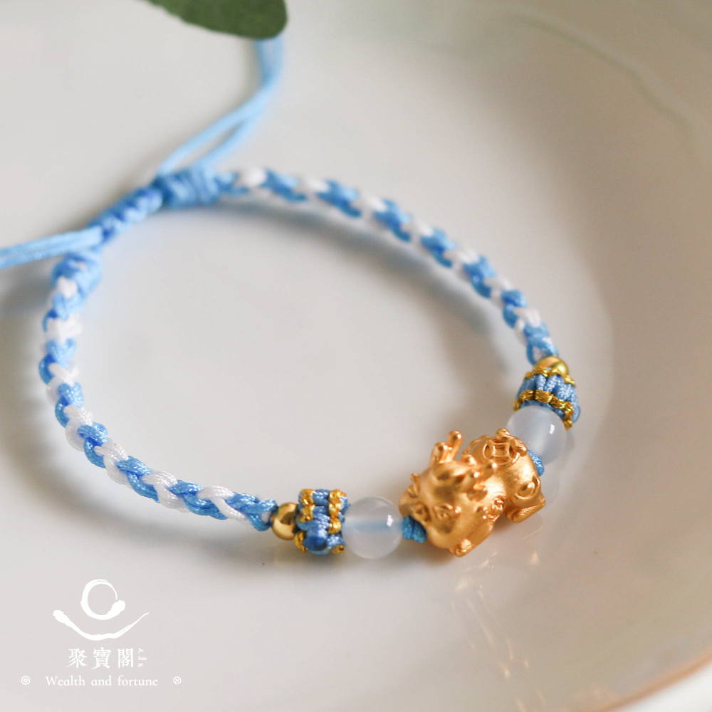 金好命-足銀貔貅編織手繩｜招財｜開運｜平安｜福氣｜可調手圍【綵金殿】