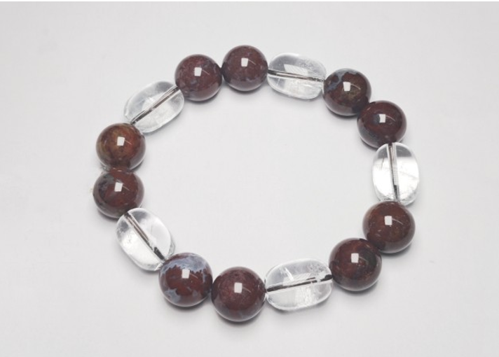 LZ132 SNAIL RED AGATE WHITE CRYSTAL BRACELET