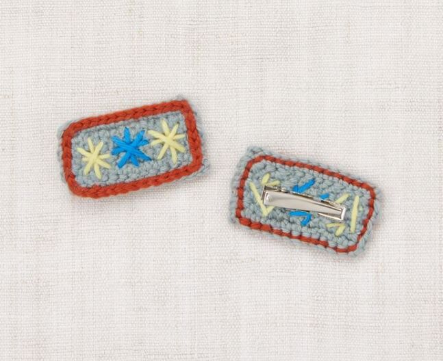 Misha & Puff  方形編織髮夾 Puff Star Clip Set - Overcast