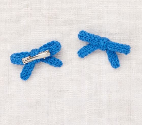 Misha & Puff  編織蝴蝶結髮夾 Goldie Bow Set - Cerulean