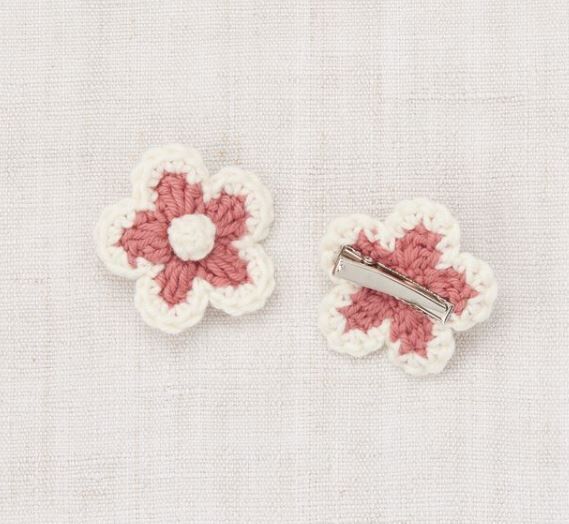 Misha & Puff  編織花花髮夾 Medium Flower Clip Set - Rosewood