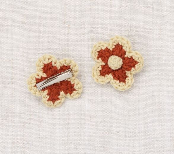 Misha & Puff  編織花花髮夾 Medium Flower Clip Set -Chili Spice