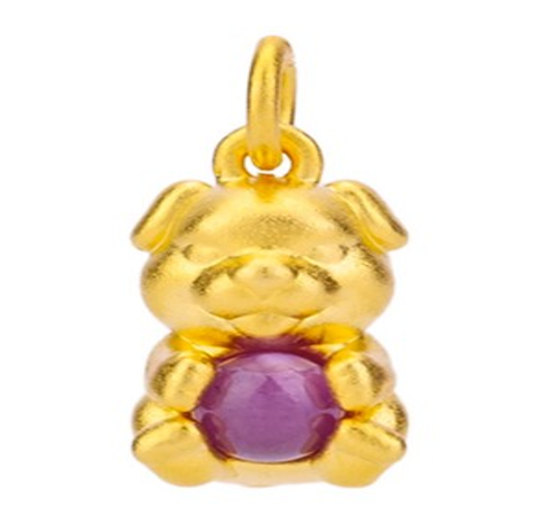 LZ128  RED  RUBY DOG  PENDANT WITH CHAIN