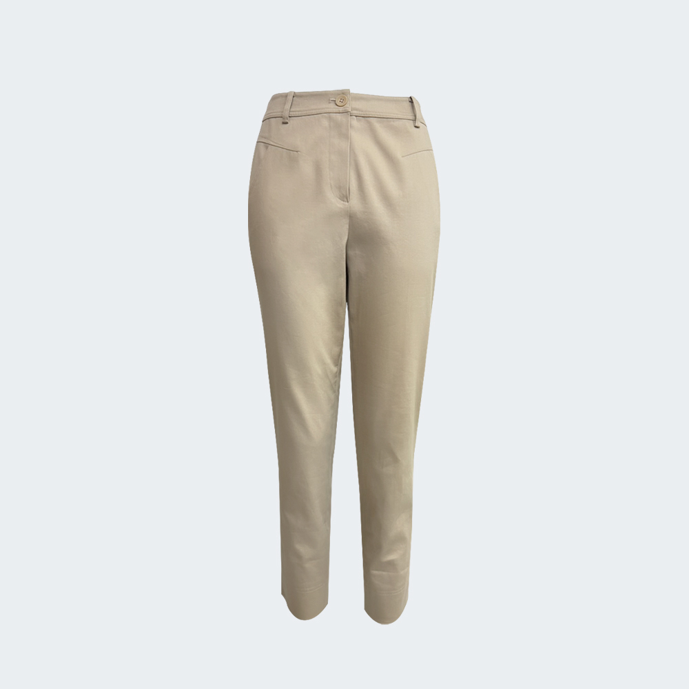 彈性剪裁七分窄管褲