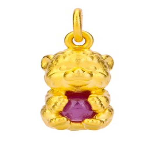 LZ126 RED  RUBY MONKEY PENDANT WITH CHAIN