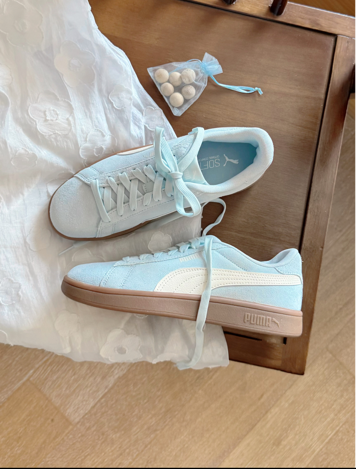 Puma Smash 寶寶藍 淺藍 麂皮 焦糖底 復古 德訓鞋 薄底鞋 390984-29/預購