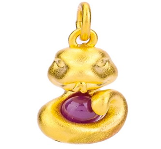 LZ123 RED  RUBY SNAKE PENDANT WITH CHAIN