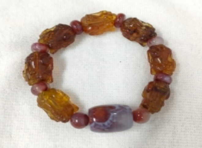 1 LZ107 PURPLE CLOUD RED FLAME BLOOD BLUE AMBER BRACELET