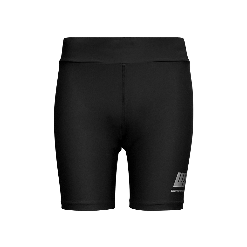 女士簡約運動風中平腳泳褲 - 黑