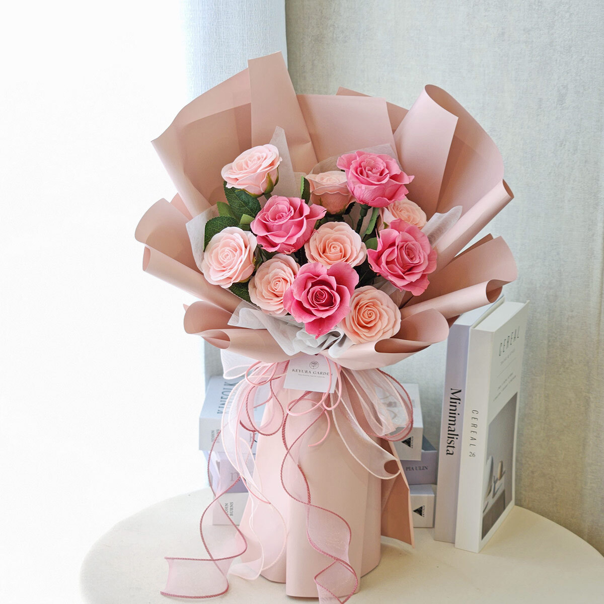G15｜粉色系香氛永生玫瑰花束