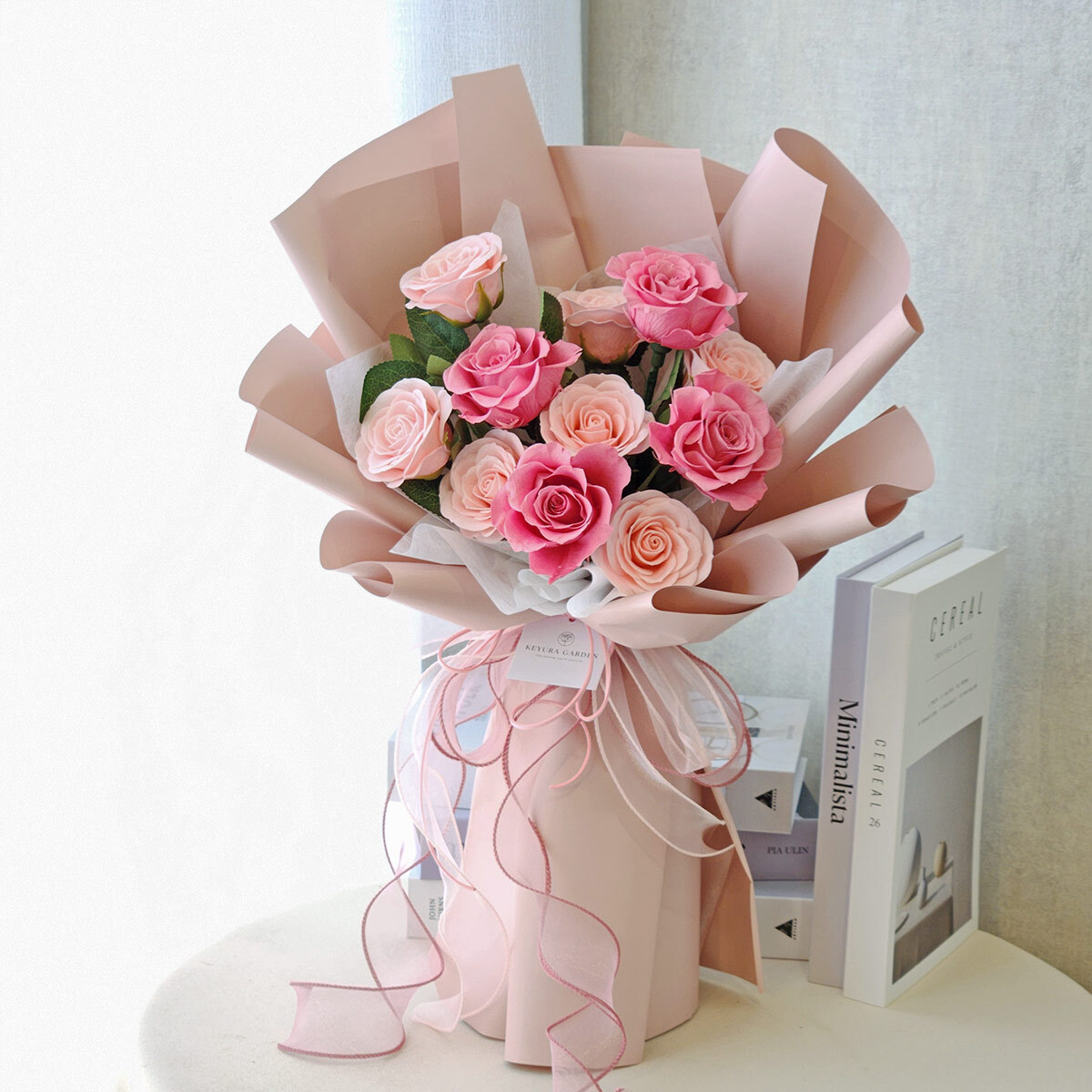 G15｜粉色系香氛永生玫瑰花束
