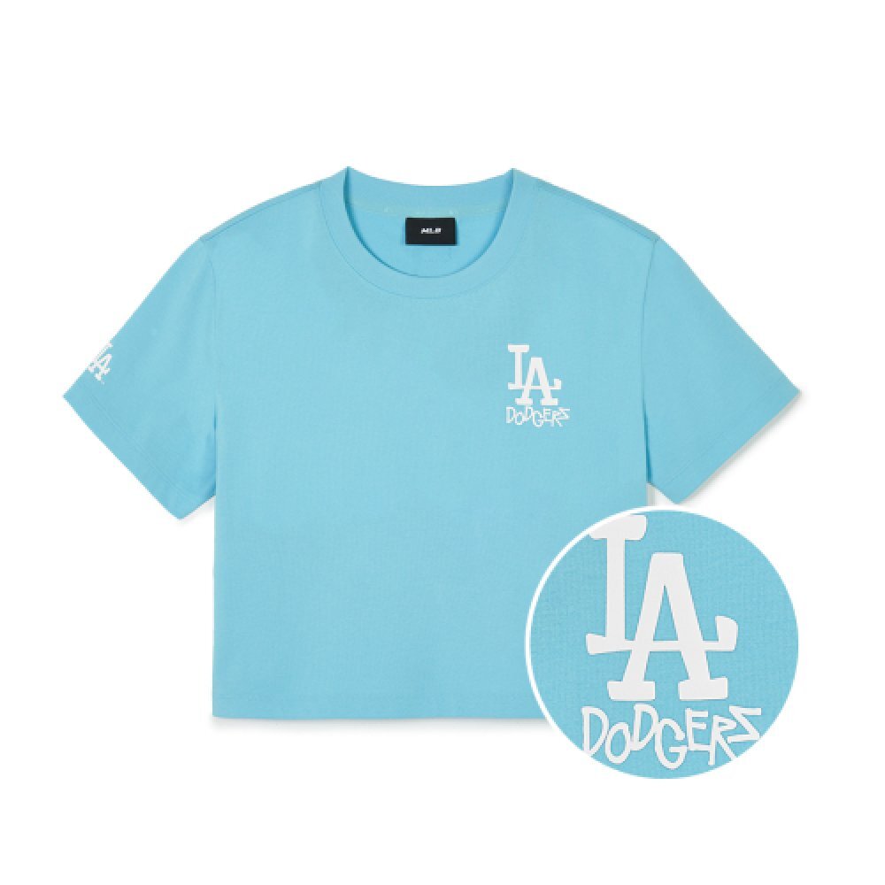 【直播】MLB LL081539 女裝小LOGO短款短袖上衣(藍色)