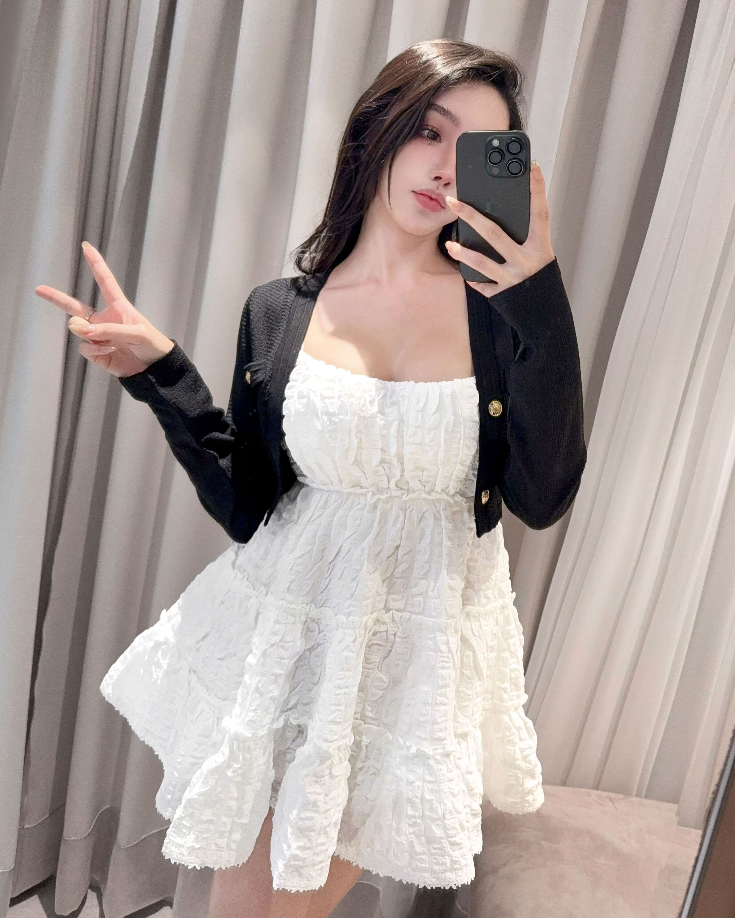 訂製-小香風金釦短版薄罩衫