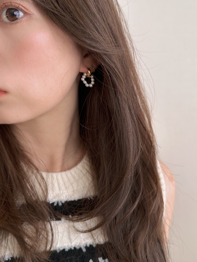 SS 2WAY circle pearl hoop pierce