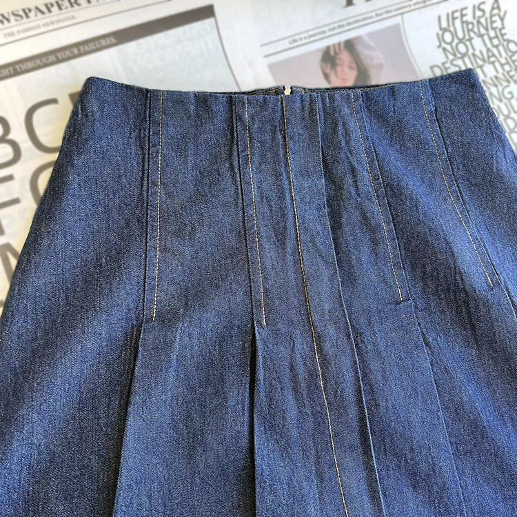 修身立體摺線牛仔裙